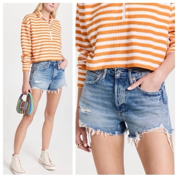 Agolde PARKER Vintage Cut-Off Denim Shorts